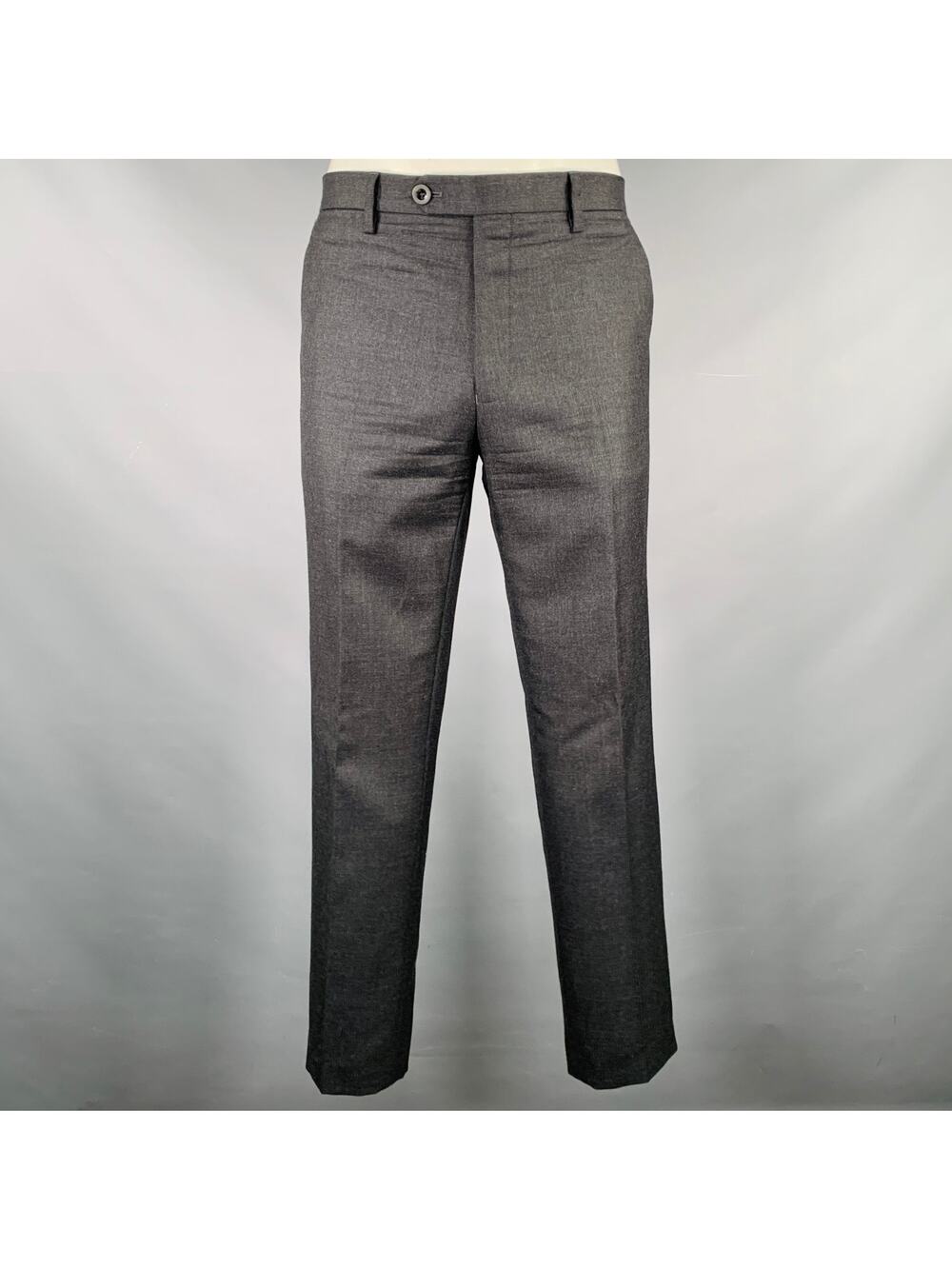 MR. PORTER Size 34 Grey Wool Zip Dress Pants